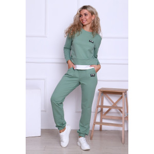 Костюм двойка женский №5715 футер 2-х нитка (последний размер) оливковый 50,52