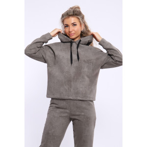 Костюм двойка женский №36861 футер 3-х нитка с начесом (последний размер) бежевый 50