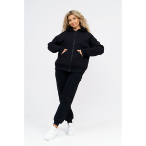 Костюм двойка женский №36650 футер 3-х нитка с начесом (последний размер) черный 46,48 Костюм двойка женский №36650 футер 3-х нитка с начесом (последний размер) черный 46,48