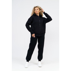 Костюм двойка женский №36650 футер 3-х нитка с начесом (последний размер) черный 46,48 Костюм двойка женский №36650 футер 3-х нитка с начесом (последний размер) черный 46,48