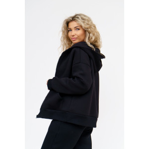 Костюм двойка женский №36650 футер 3-х нитка с начесом (последний размер) черный 46,48 Костюм двойка женский №36650 футер 3-х нитка с начесом (последний размер) черный 46,48