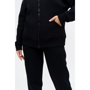 Костюм двойка женский №36650 футер 3-х нитка с начесом (последний размер) черный 46,48 Костюм двойка женский №36650 футер 3-х нитка с начесом (последний размер) черный 46,48