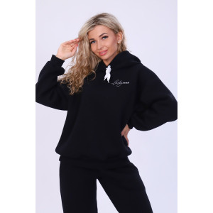 Костюм двойка женский №27335 футер 3-х нитка с начесом (последний размер) черный 52