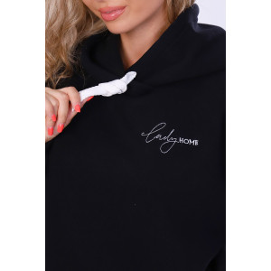 Костюм двойка женский №27335 футер 3-х нитка с начесом (последний размер) черный 52