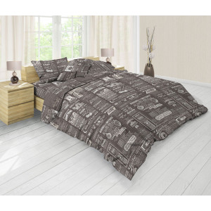 Постельное белье "Эко" бязь "Газета" шоколад Постельное белье "Эко" бязь "Газета" шоколад