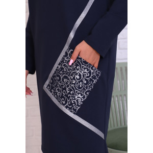 Платье женское №4486 футер с лайкрой 2-х нитка (последний размер) синий 48