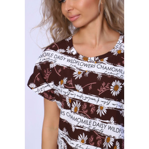 Платье женское №13127 кулирка (последний размер) бело-коричневый 48 Платье женское №13127 кулирка (последний размер) бело-коричневый 48