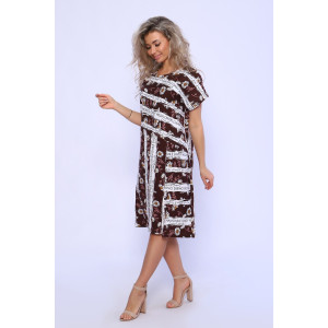 Платье женское №13127 кулирка (последний размер) бело-коричневый 48 Платье женское №13127 кулирка (последний размер) бело-коричневый 48