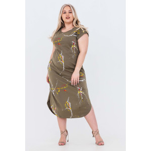 Платье женское №46507 кулирка (последний размер) хаки 68