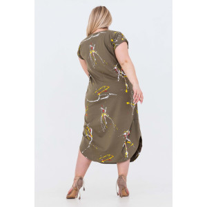 Платье женское №46507 кулирка (последний размер) хаки 68