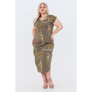 Платье женское №46507 кулирка (последний размер) хаки 68
