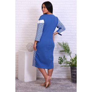 Платье женское №38517 футер 2-х нитка (последний размер) синий 56
