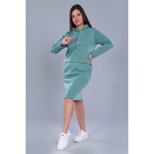 Платье-толстовка женское №52219 футер 3-х нитка с начесом (последний размер) фисташковый 56