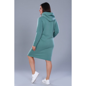 Платье-толстовка женское №52219 футер 3-х нитка с начесом (последний размер) фисташковый 56