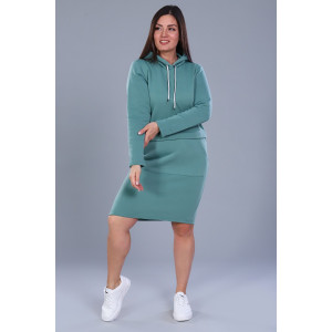 Платье-толстовка женское №52219 футер 3-х нитка с начесом (последний размер) фисташковый 56