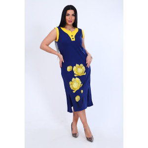 Платье женское №71063 кулирка (последний размер) синий 52