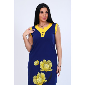 Платье женское №71063 кулирка (последний размер) синий 52