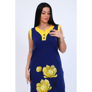 Платье женское №71063 кулирка (последний размер) синий 52