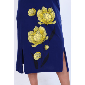 Платье женское №71063 кулирка (последний размер) синий 52