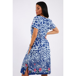 Платье женское ЕПЛ-1049 кулирка (последний размер) синий 58