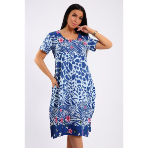 Платье женское ЕПЛ-1049 кулирка (последний размер) синий 58