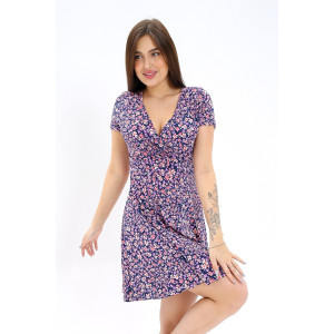 Платье женское "Алекса" 400014 вискоза (последний размер) розовые цветы 46