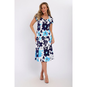 Платье женское №055 кулирка (последний размер) голубой 60,64