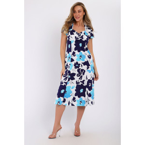 Платье женское №055 кулирка (последний размер) голубой 60,64