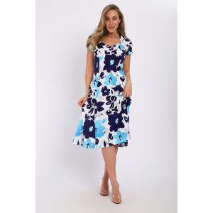 Платье женское №055 кулирка (последний размер) голубой 60,64