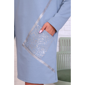 Платье женское №4486 футер с лайкрой 2-х нитка (последний размер) серо-голубой 48,50,56,58