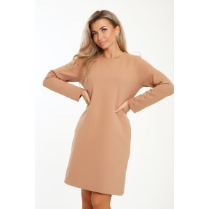 Платье женское №21008 футер с лайкрой 2-х нитка (последний размер) светло-коричневый 50,54