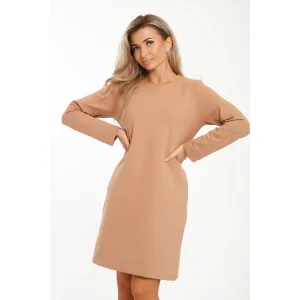 Платье женское №21008 футер с лайкрой 2-х нитка (последний размер) светло-коричневый 50,54