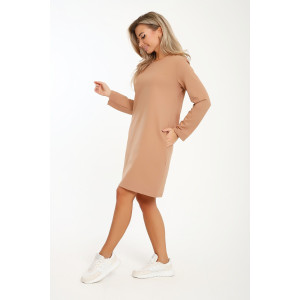 Платье женское №21008 футер с лайкрой 2-х нитка (последний размер) светло-коричневый 50,54