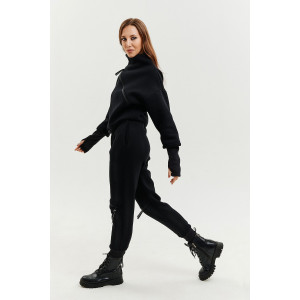 Костюм двойка женский №67027 футер 3-х нитка с начесом (последний размер) черный 48