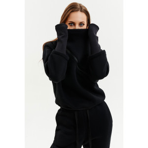 Костюм двойка женский №67027 футер 3-х нитка с начесом (последний размер) черный 48