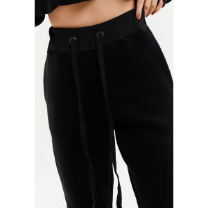 Костюм двойка женский №67027 футер 3-х нитка с начесом (последний размер) черный 48