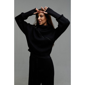 Костюм двойка женский №67027 футер 3-х нитка с начесом (последний размер) черный 48