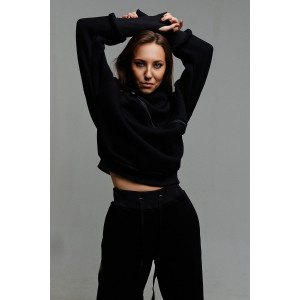 Костюм двойка женский №67027 футер 3-х нитка с начесом (последний размер) черный 48