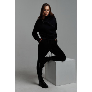 Костюм двойка женский №67027 футер 3-х нитка с начесом (последний размер) черный 48