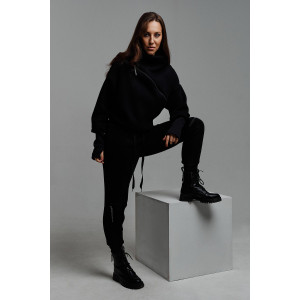 Костюм двойка женский №67027 футер 3-х нитка с начесом (последний размер) черный 48