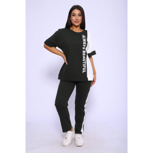 Костюм двойка женский №65057 кулирка (последний размер) хаки 58