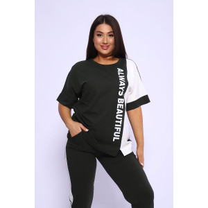 Костюм двойка женский №65057 кулирка (последний размер) хаки 58