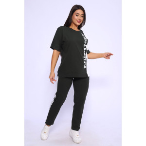 Костюм двойка женский №65057 кулирка (последний размер) хаки 58