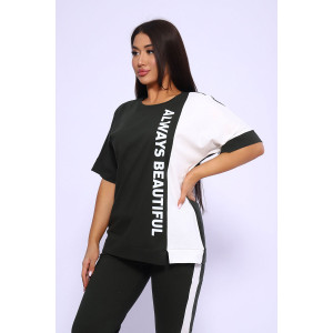 Костюм двойка женский №65057 кулирка (последний размер) хаки 58