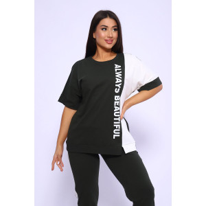 Костюм двойка женский №65057 кулирка (последний размер) хаки 58