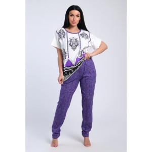 Костюм двойка женский №65015 кулирка (последний размер) фиолетовый 50