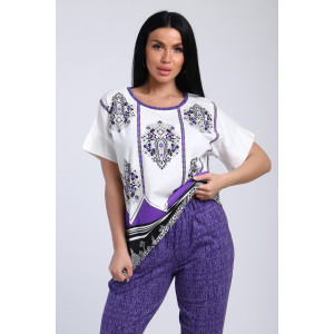 Костюм двойка женский №65015 кулирка (последний размер) фиолетовый 50