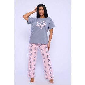 Костюм двойка женский №82050 кулирка (последний размер) розовый 54