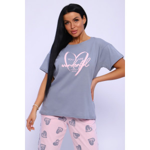 Костюм двойка женский №82050 кулирка (последний размер) розовый 54