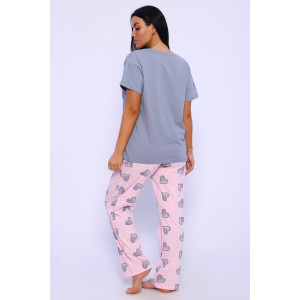 Костюм двойка женский №82050 кулирка (последний размер) розовый 54